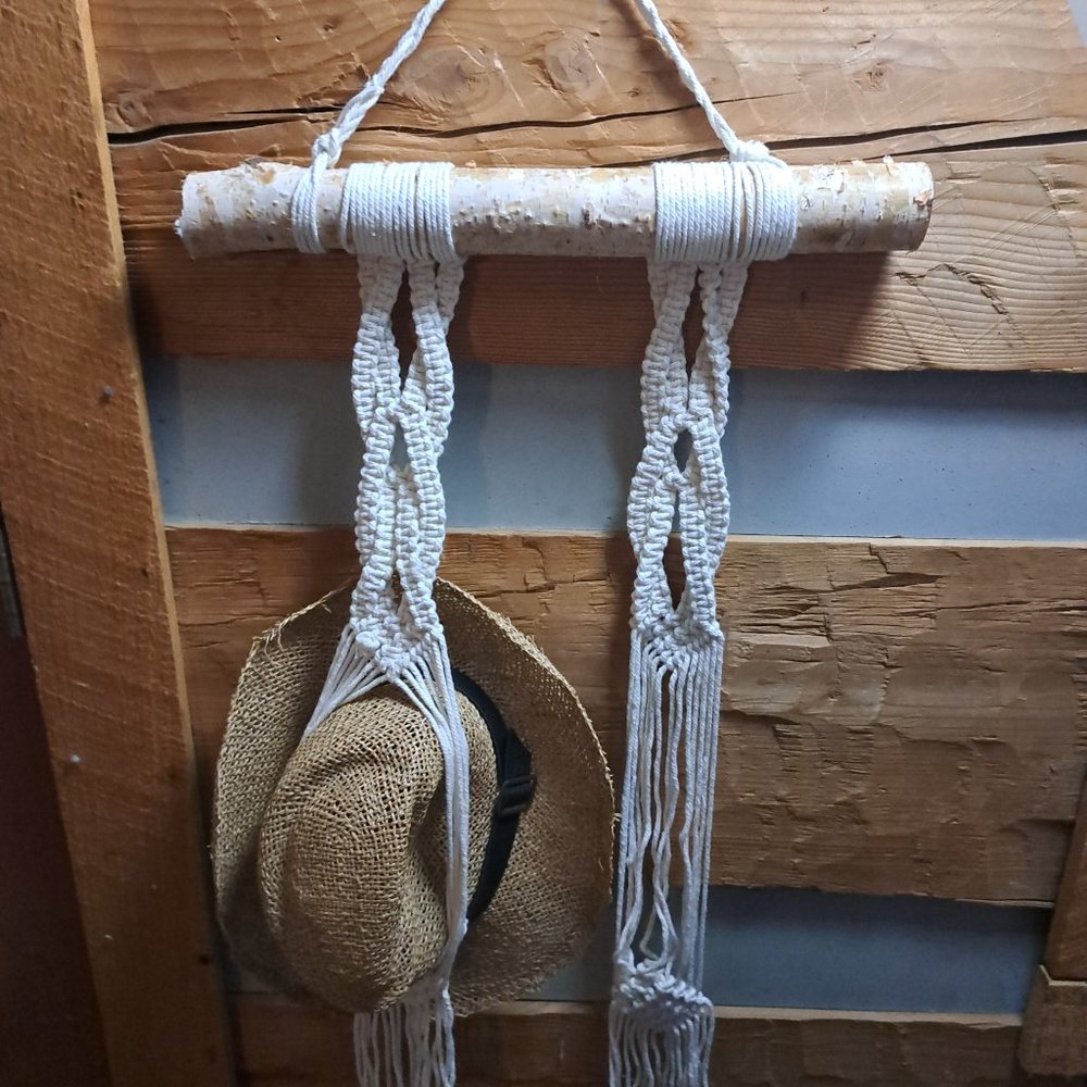 Macrame wall hat hanger, 2